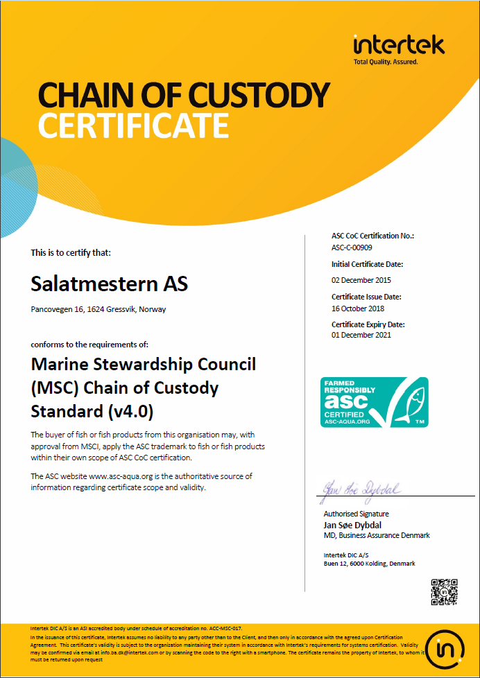 Picture of ASC certification
