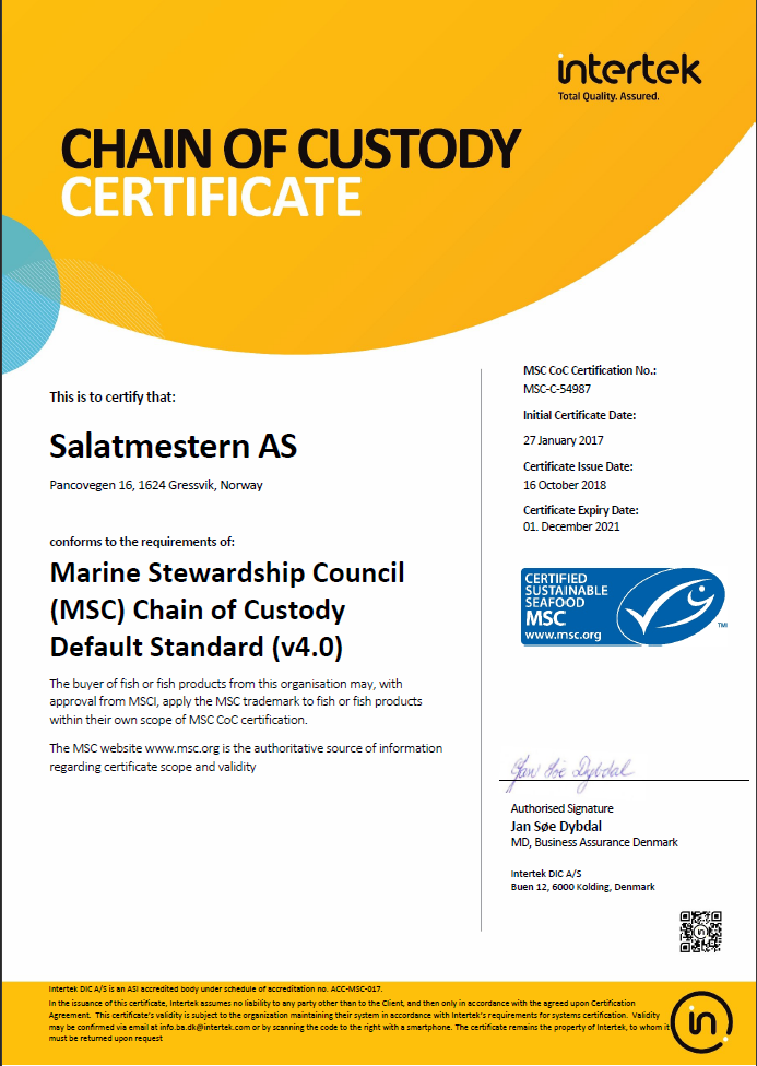 Picture of MSC Certification